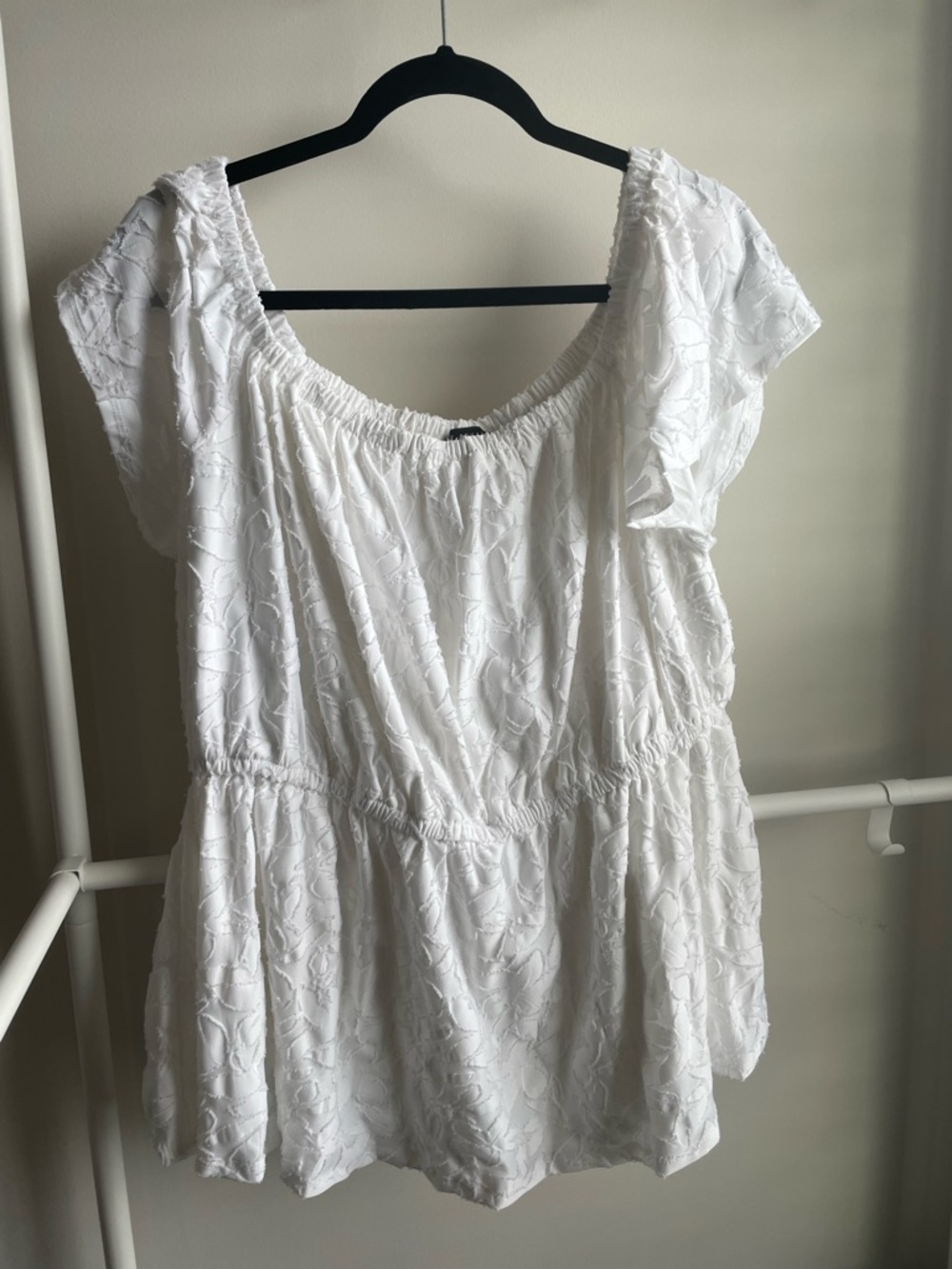 Lane Bryant White Embroidered Peasant Tunic